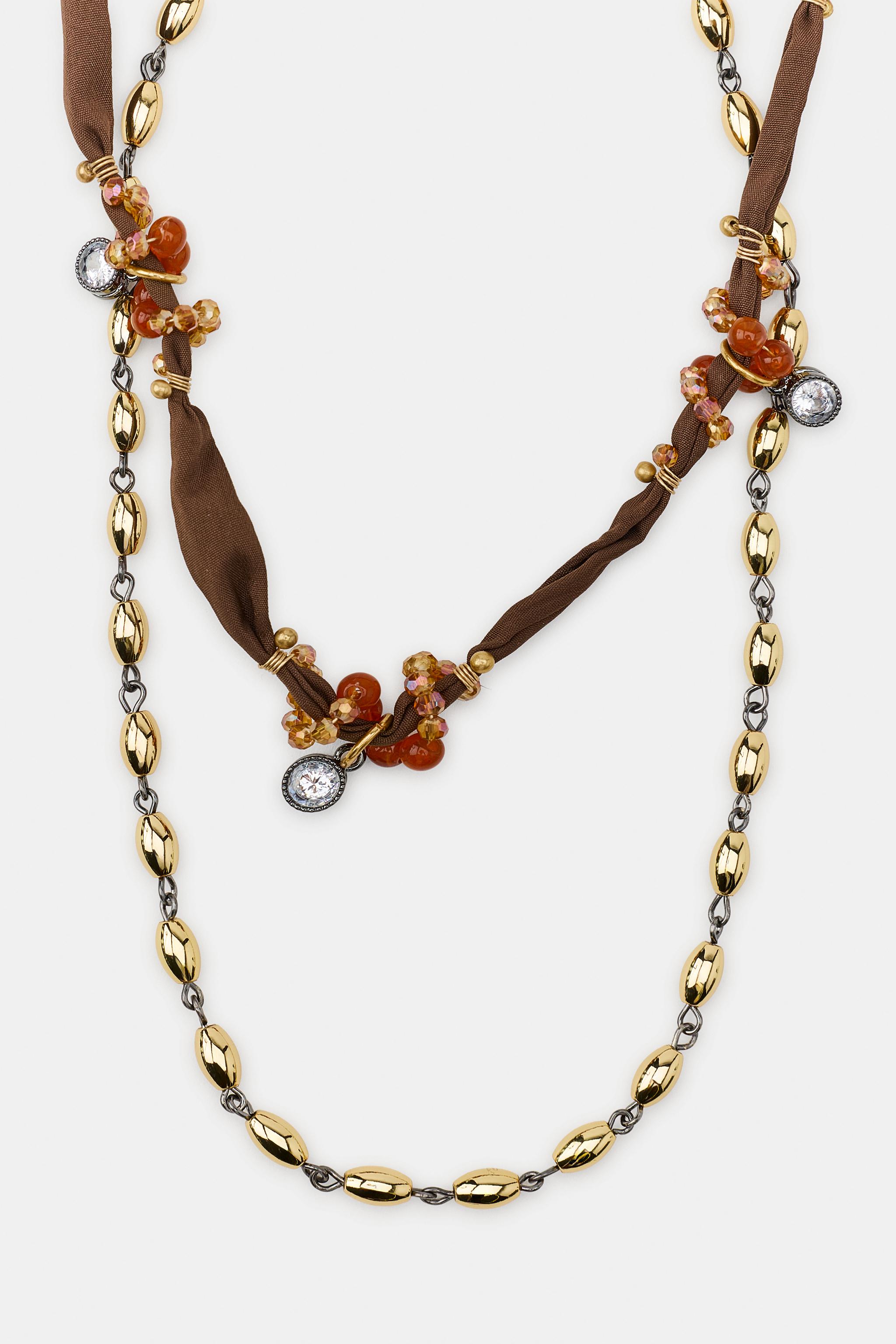 PACK OF 2 BEADED FABRIC NECKLACES